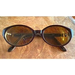 Vintage Adrienne Vittadini Sunglasses Frames Oval Burgandy/Wood 51-17-135 Preppy